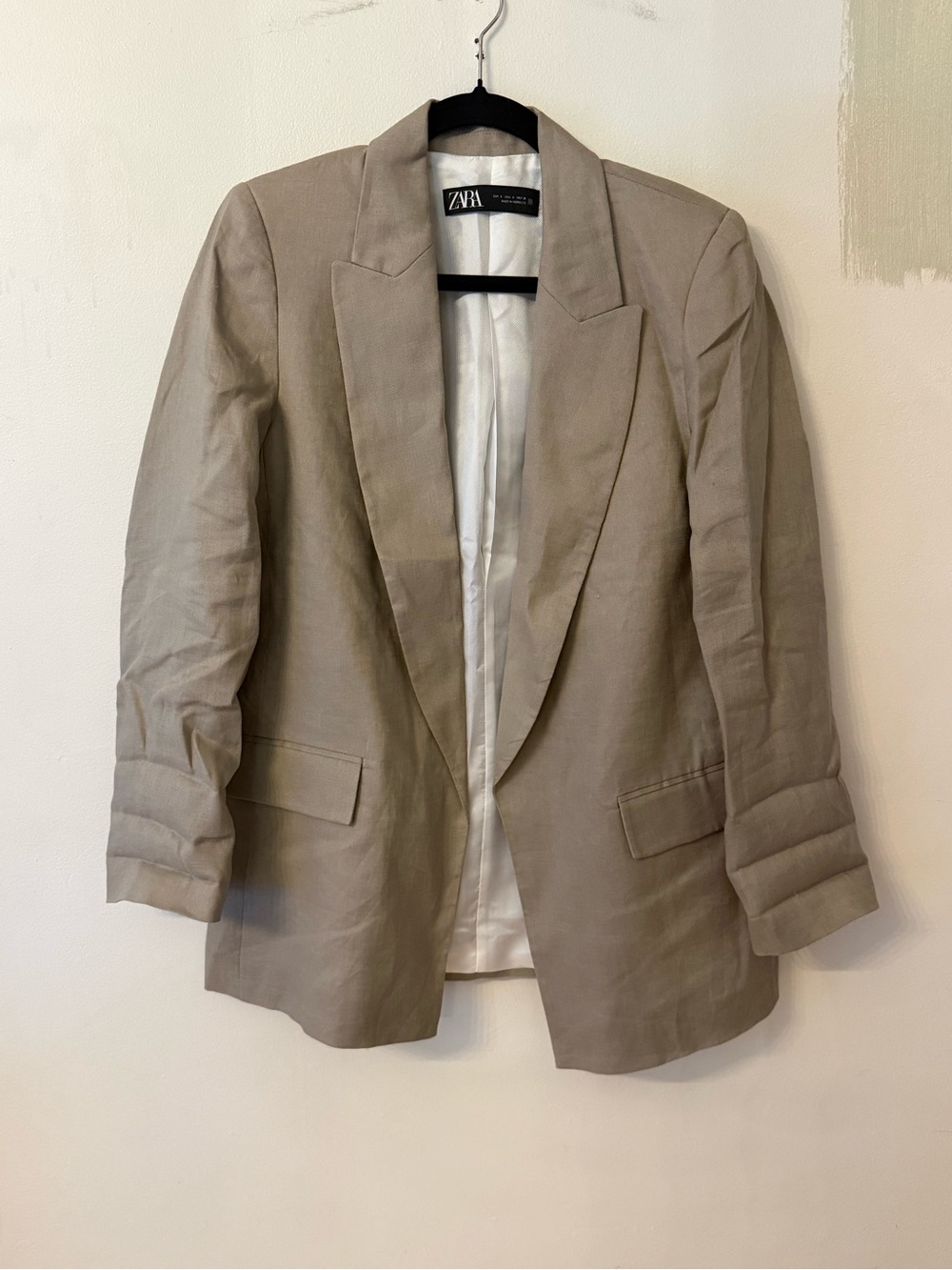 ZARA Beige Linen-Blend Blazer